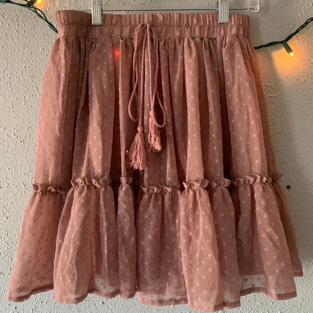 Simplee Flowy Layered Midi Skirt Size Medium Purple/Pink/Brown
